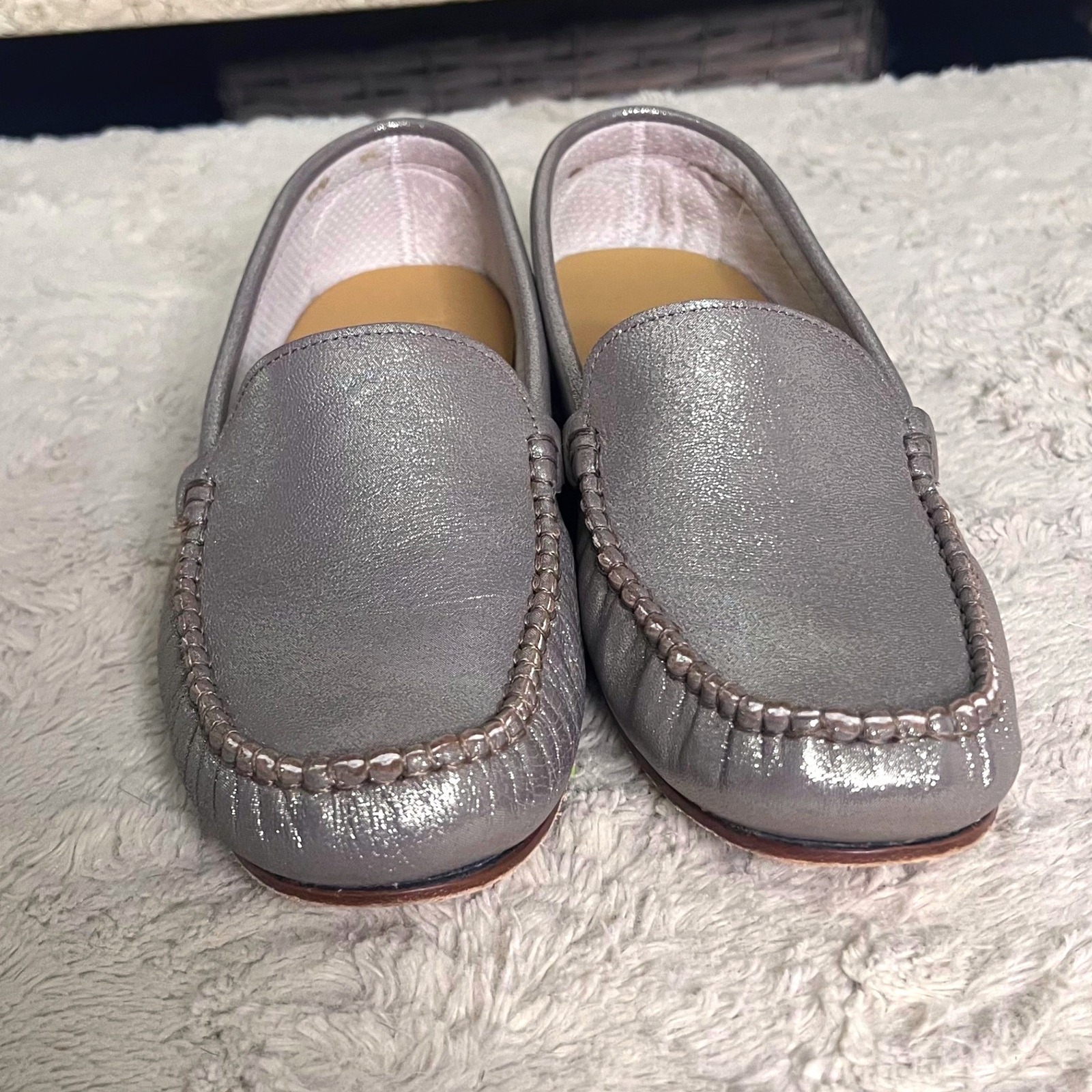 Leonardo Shoes Silver Gold Metallic Leather Loafers Made In Italy Eu 41 Handmade — image 2 of 8